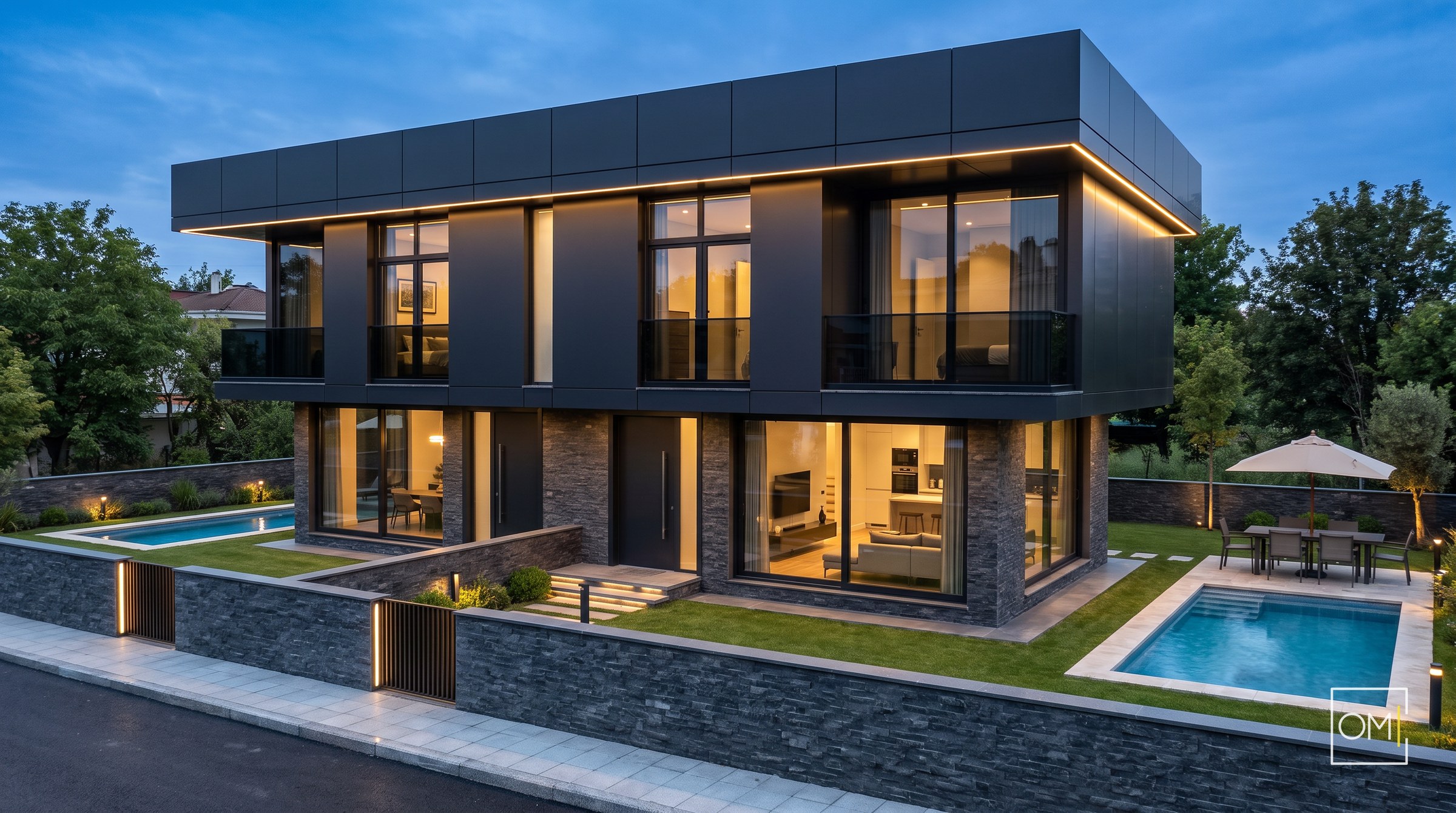 Çakırlar Yalı Villaları — dış perspektif, kompakt ikiz villa