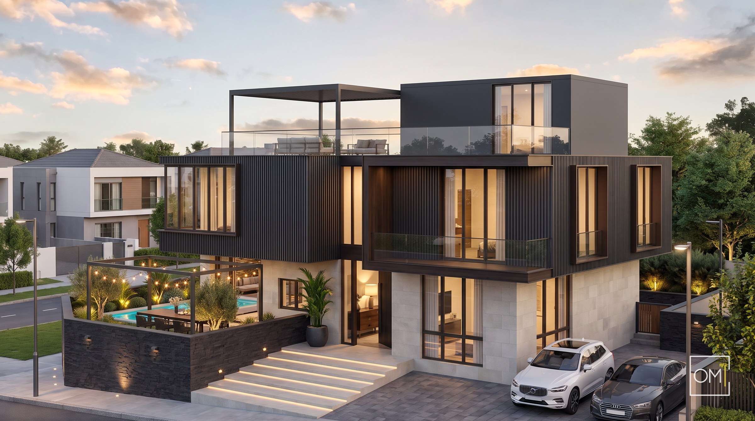 Petek Villa 2 — dış perspektif, galerili müstakil villa · Atakum