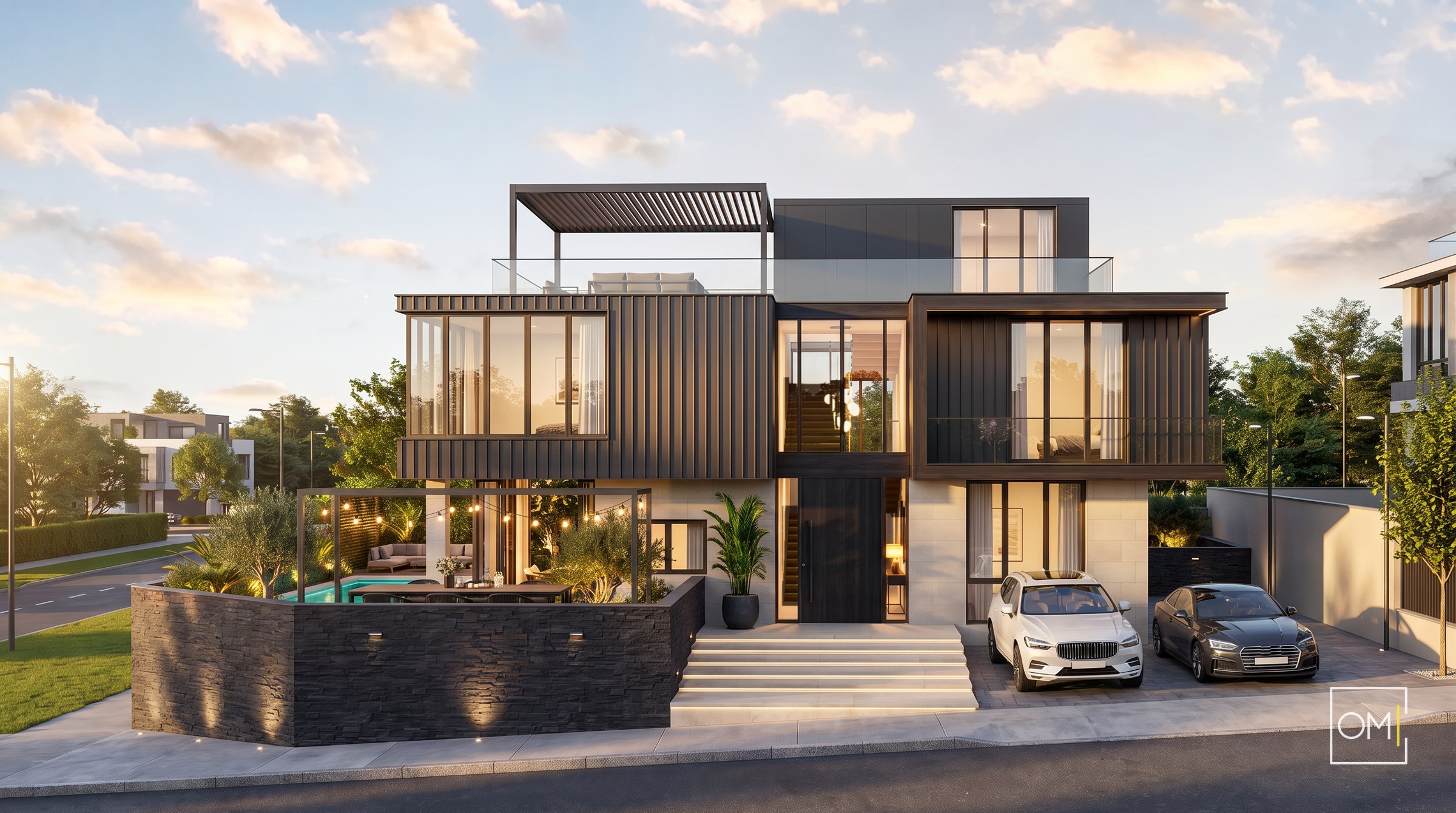 Petek Villa 2 — ön cephe ve giriş